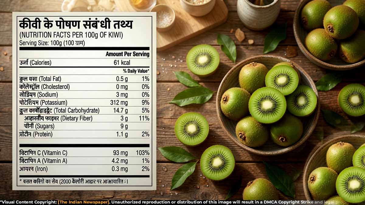 KIWI: कीवी , Nutritional Value (प्रति 100 ग्राम KIWI ) संभावित फायदे, सावधानियां और रोचक तथ्य