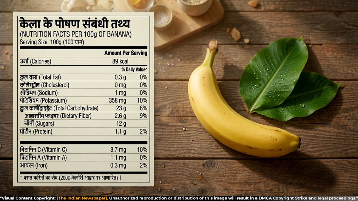 केला (Banana): Nutritional Value (प्रति 100 ग्राम) पोषण मूल्य, फायदे, सावधानियां और रोचक तथ्य