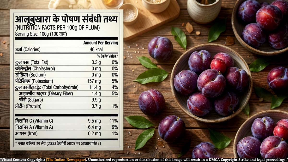आलूबुखारा (Plum) : Nutritional Value (प्रति 100 ग्राम Plum ) इतिहास, पोषण, फायदे, सावधानियां